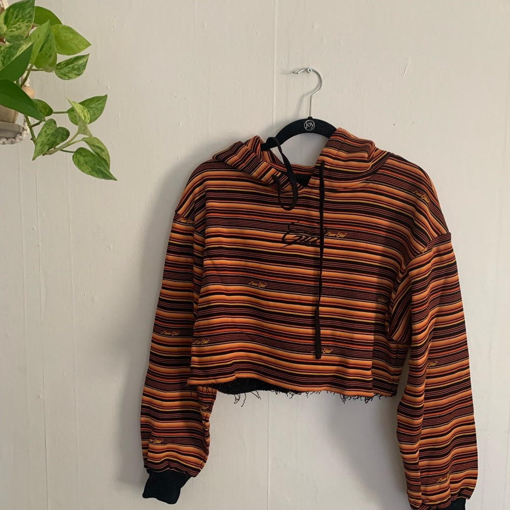 I.AM.GIA Orange Stripe Cropped Hoodie